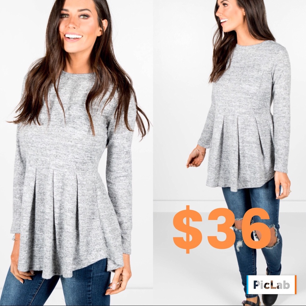 Heathered grey pleated tunic